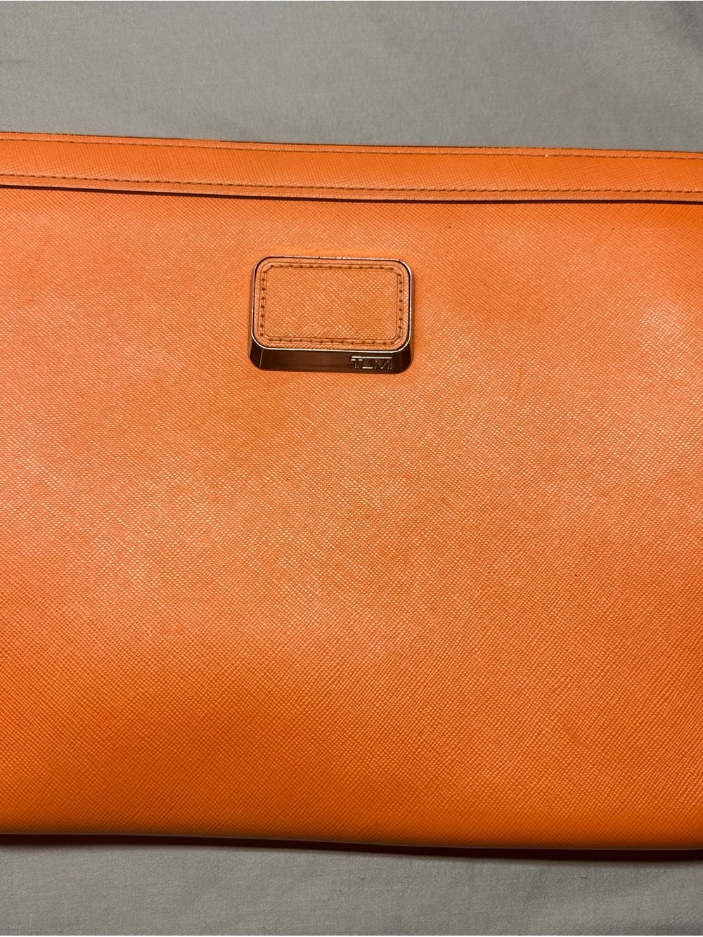 Tumi Orange Saffiano Leather Tablet Case with Metal Hardware
